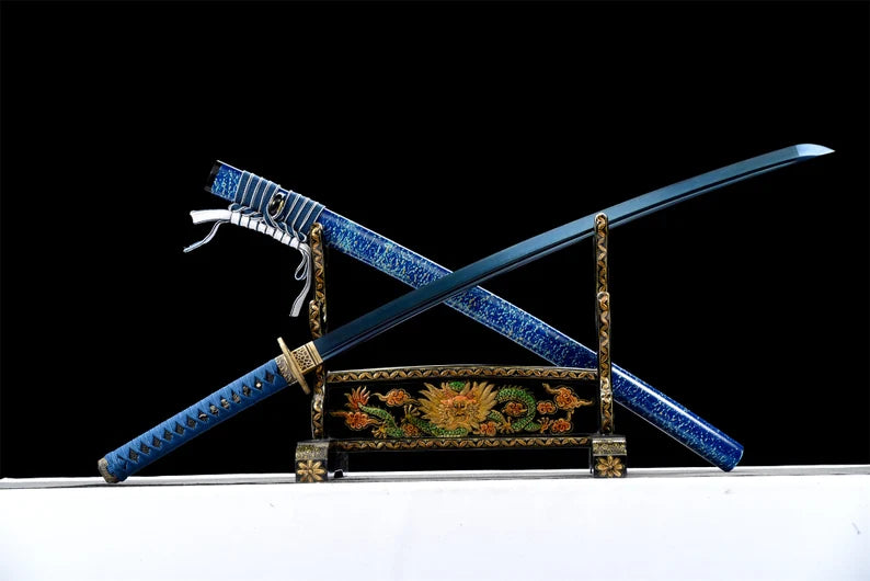 Katana Ashibetsu (Blue Damascus Steel)