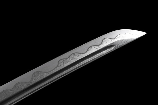 Wave Damascus Katana (Damascus Steel & Genuine Hamon)