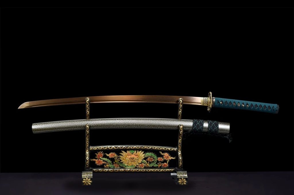 Spring Katana (Grilled Gold Damascus Steel)